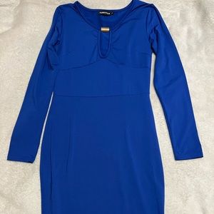 Blue Fitted Knee-length, SunnyFair Dress, Size Small